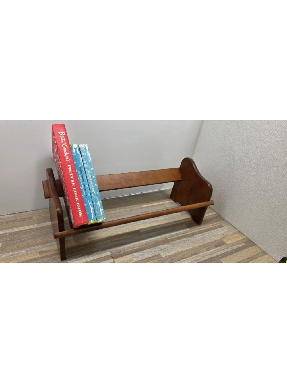 Vintage MCM Wooden Tabletop Countertop Book Trough Stand Shelf Cottagecore